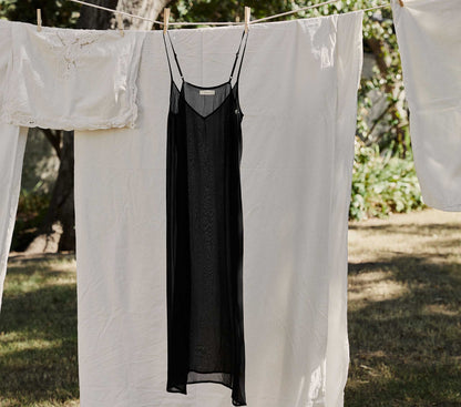 DÔEN Women Long Deep V-Neck Slip - Black