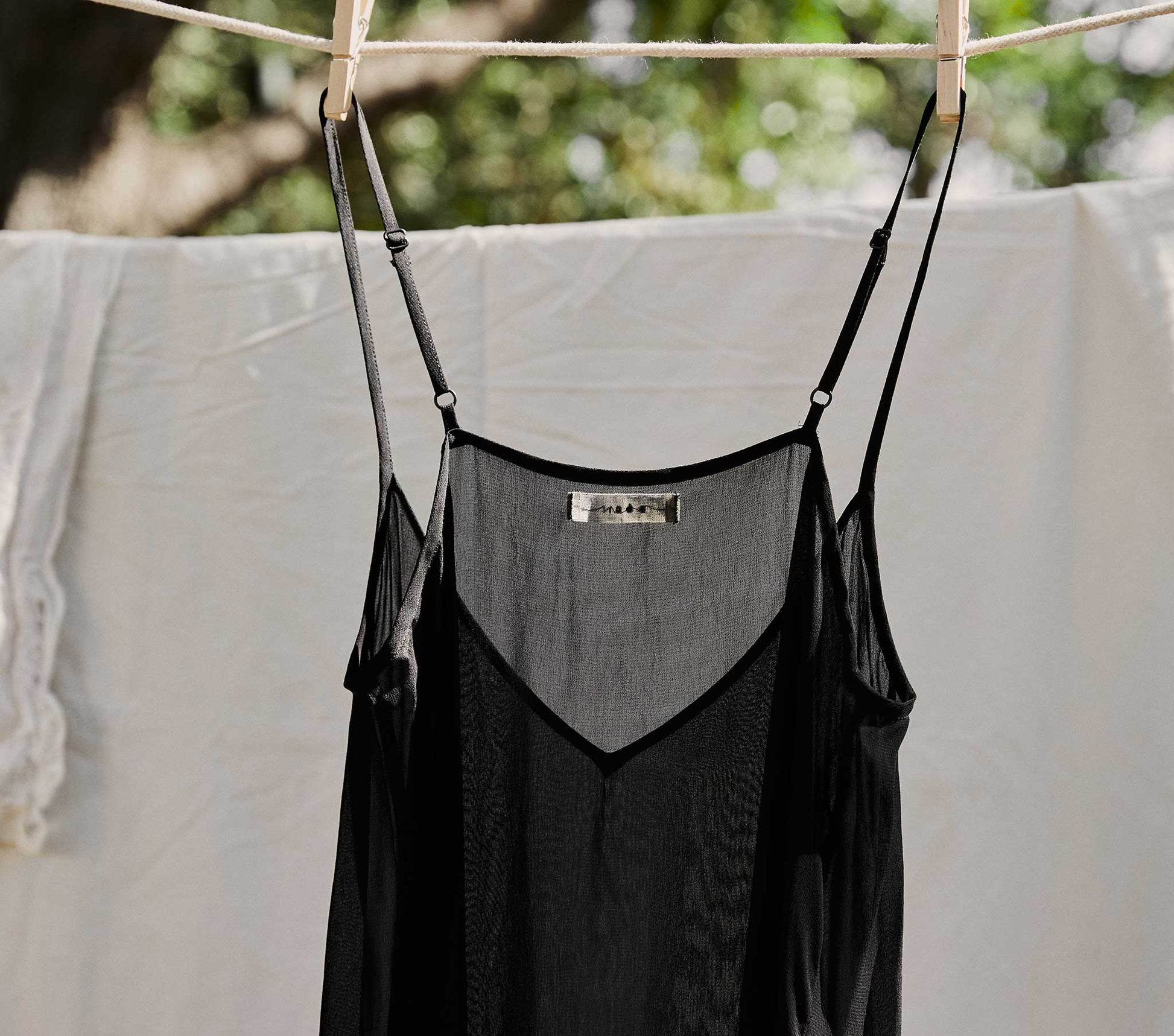 DÔEN Women Long Deep V-Neck Slip - Black