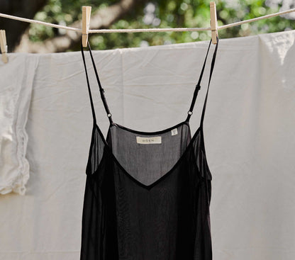 DÔEN Women Short Deep V-Neck Slip - Black