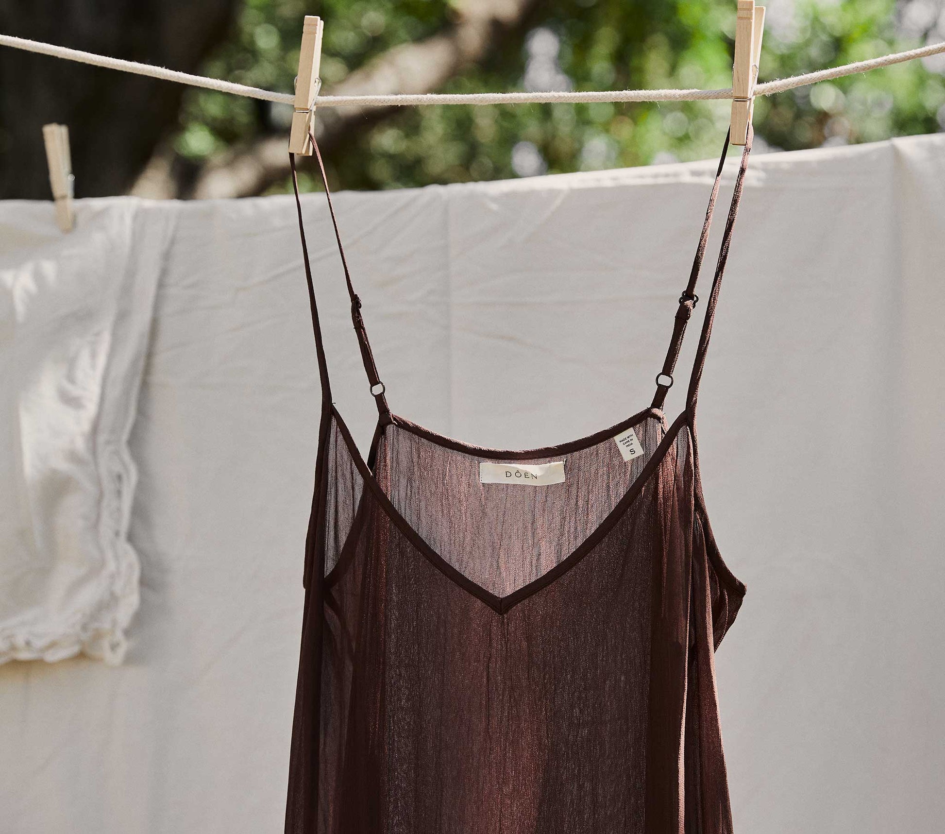 DÔEN Women Long Deep V-Neck Slip - Umber