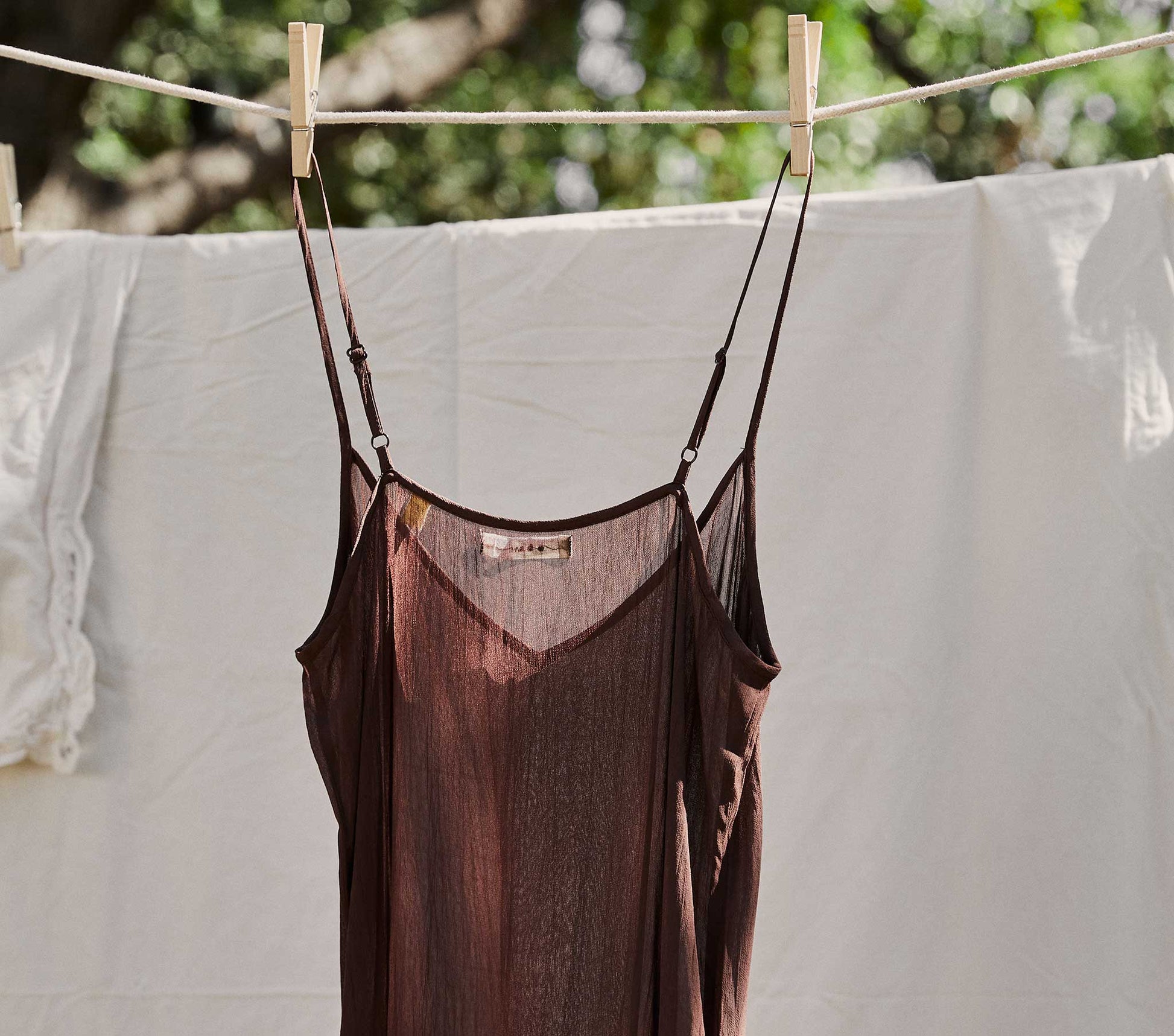 DÔEN Women Long Deep V-Neck Slip - Umber