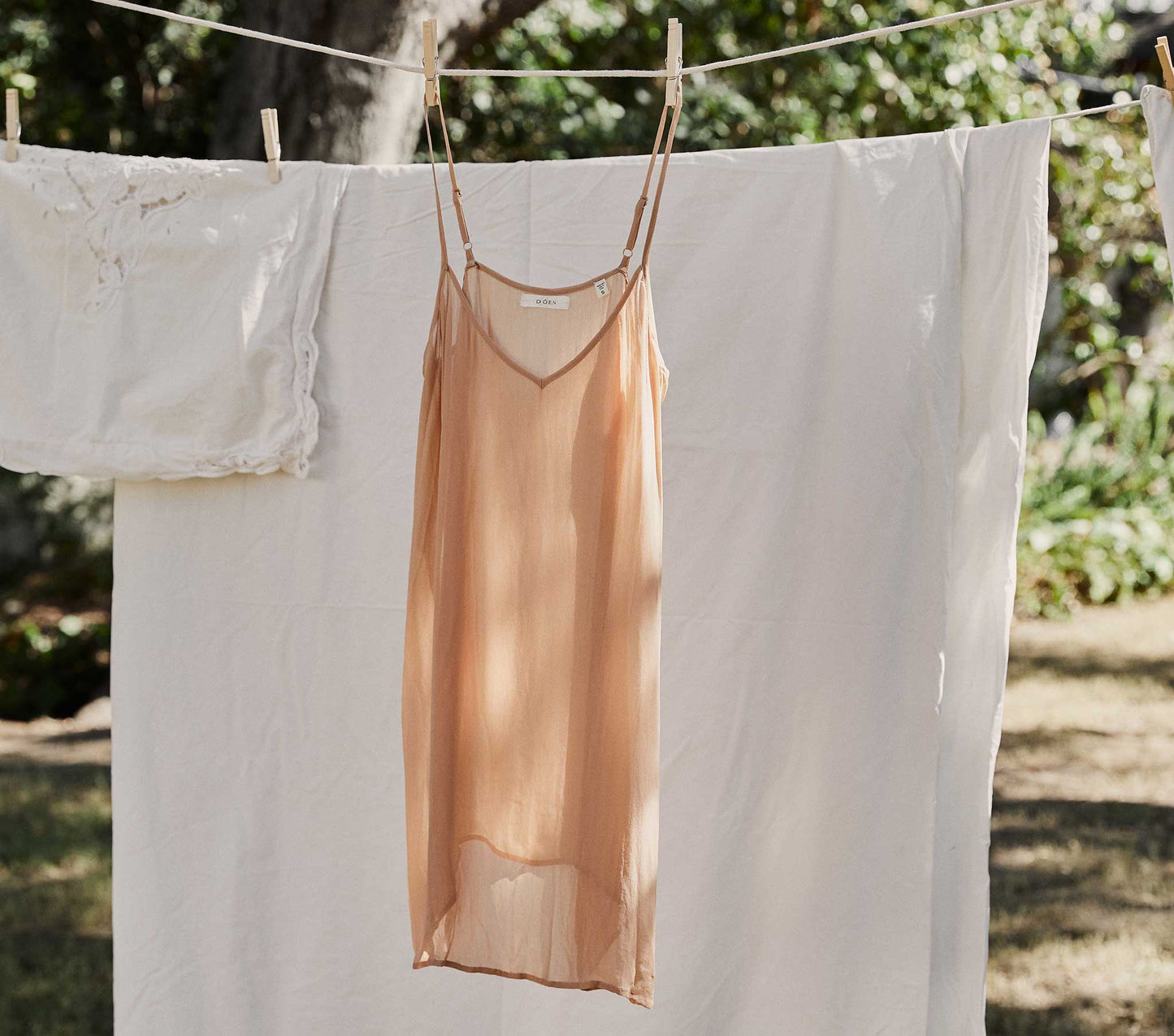 DÔEN Women Short Deep V-Neck Slip - Sand Dollar