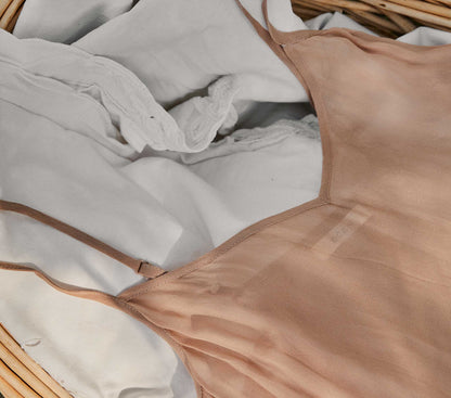 DÔEN Women Short Deep V-Neck Slip - Sand Dollar