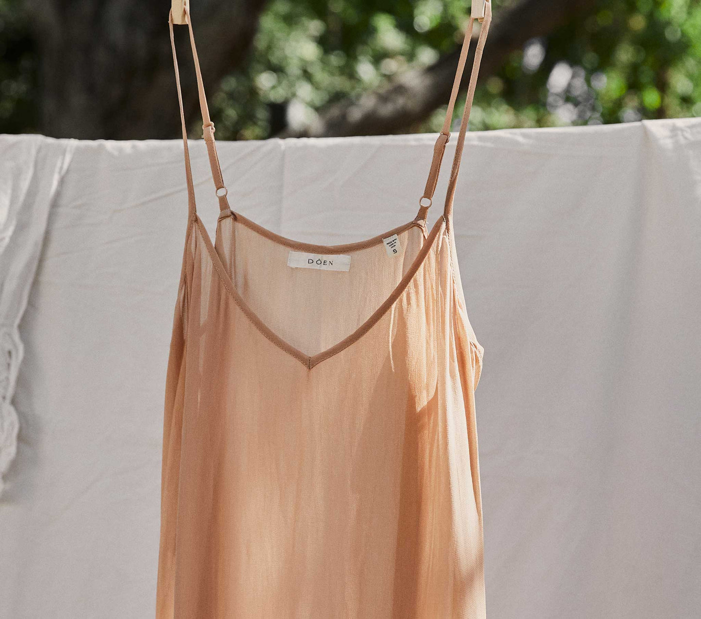DÔEN Women Short Deep V-Neck Slip - Sand Dollar