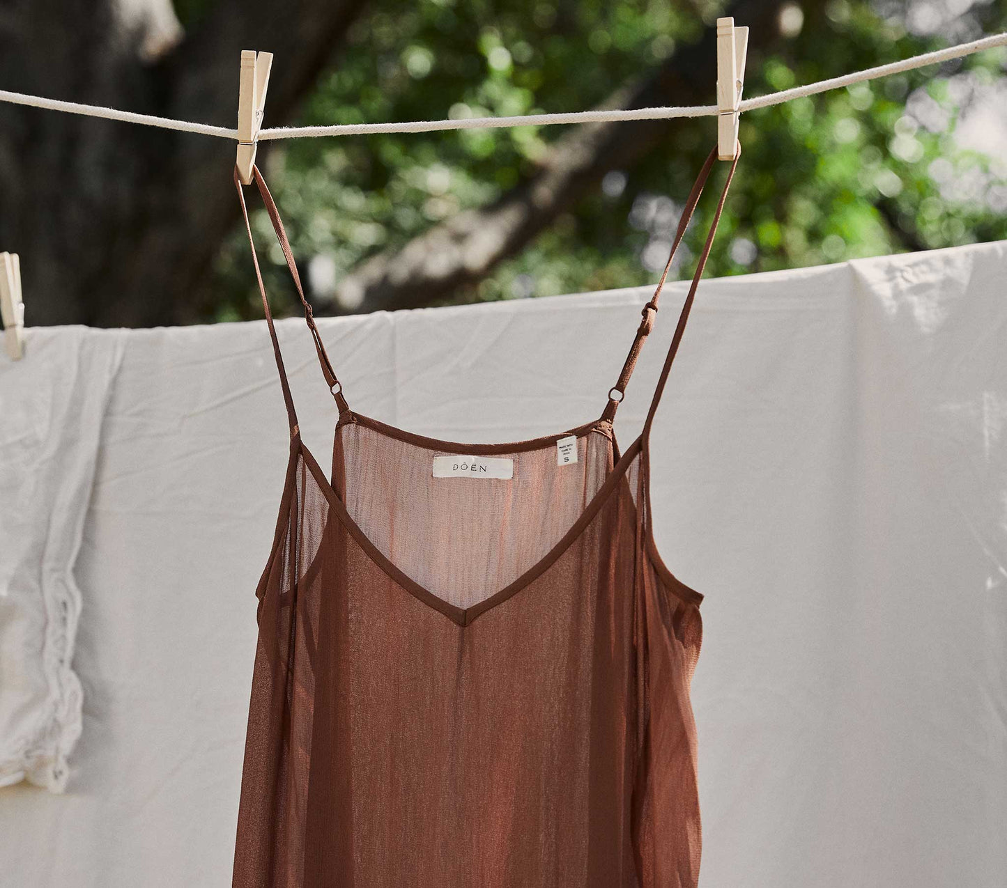 DÔEN Women Long Deep V-Neck Slip - Carob