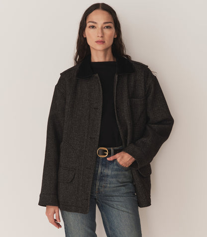 DÔEN Women Pascual Wool Jacket - Charcoal Herringbone