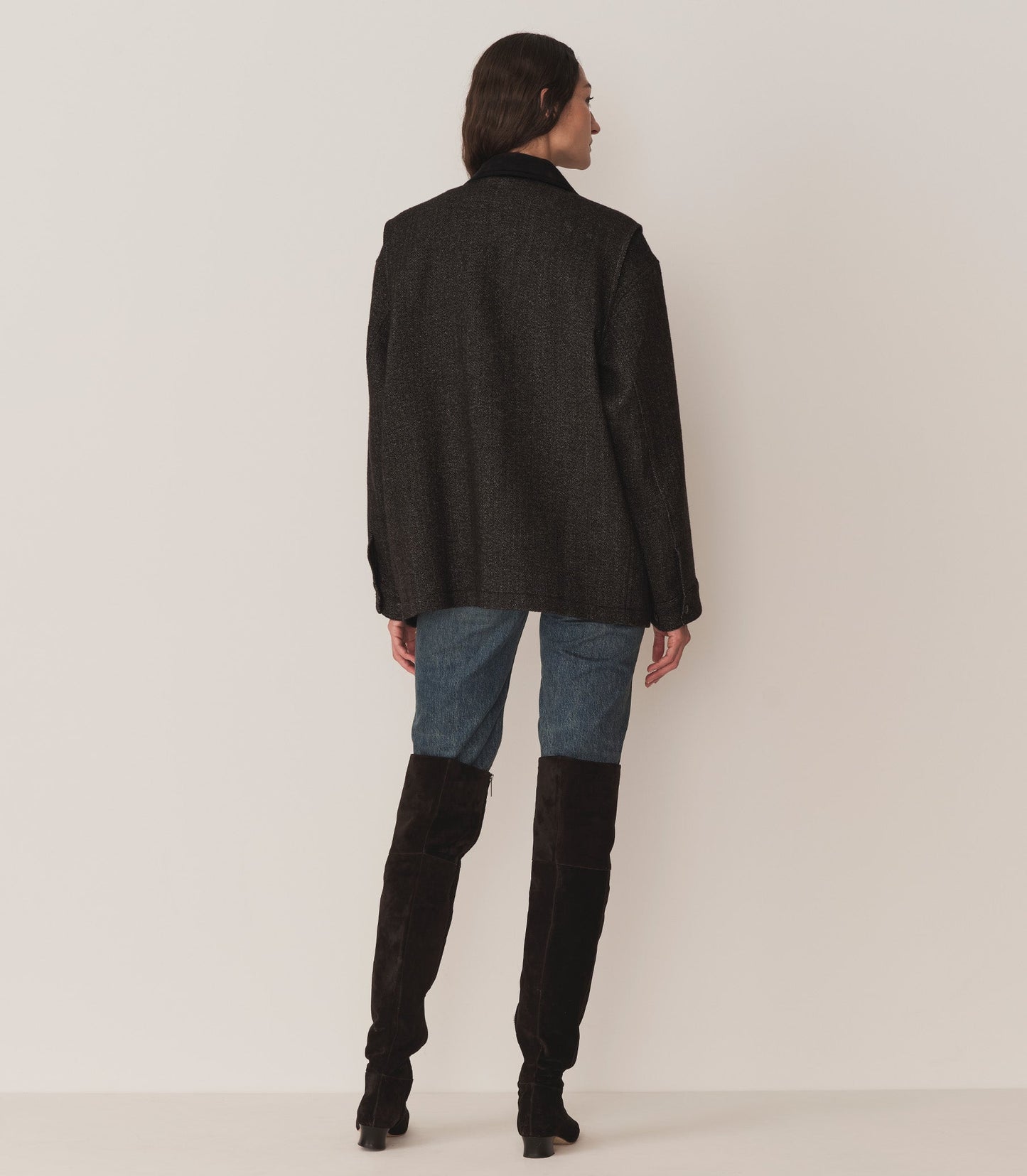 DÔEN Women Pascual Wool Jacket - Charcoal Herringbone