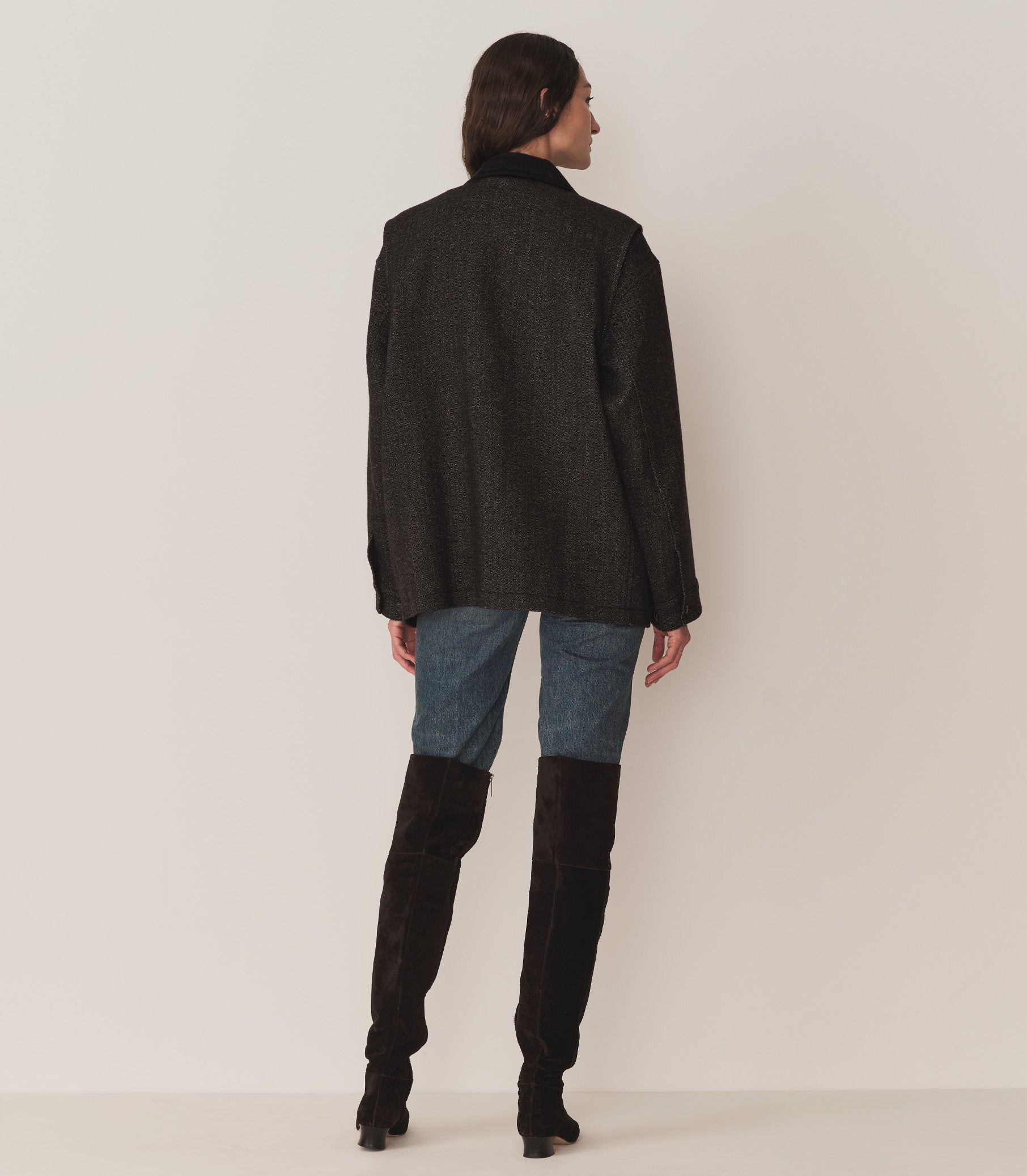 DÔEN Women Pascual Wool Jacket - Charcoal Herringbone