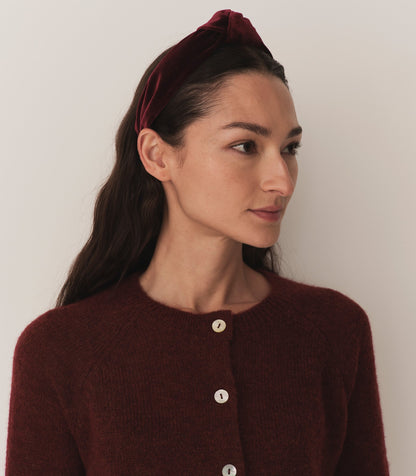 DÔEN Women Blanche Knotted Headband - Burgundy Velvet