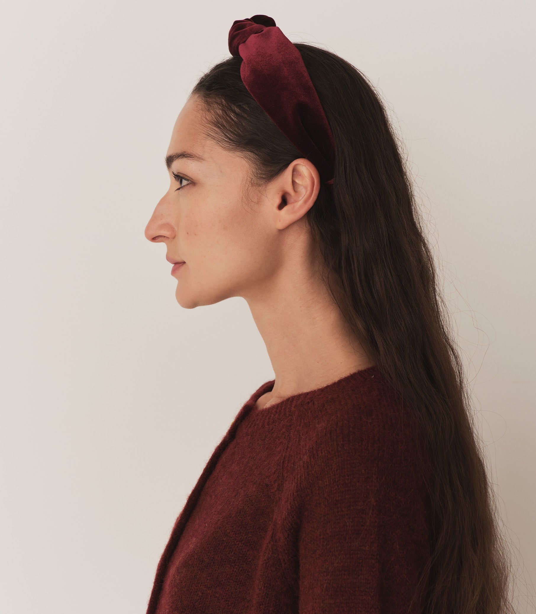 DÔEN Women Blanche Knotted Headband - Burgundy Velvet