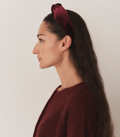 DÔEN Women Blanche Knotted Headband - Burgundy Velvet