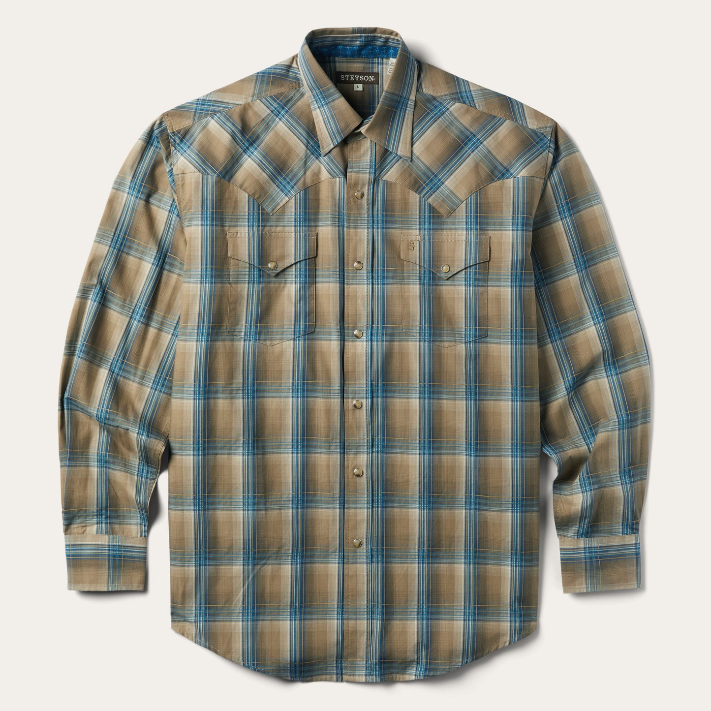 Stetson Khaki Ombre Plaid Shirt