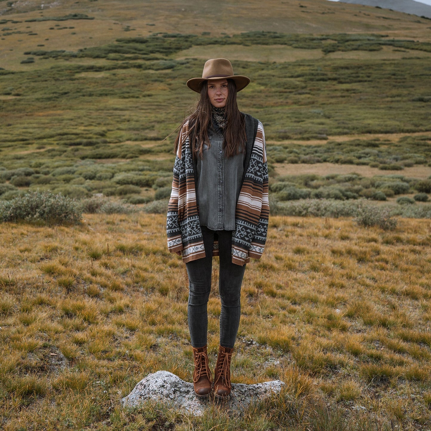 Stetson Brown Serape Belted Cardigan
