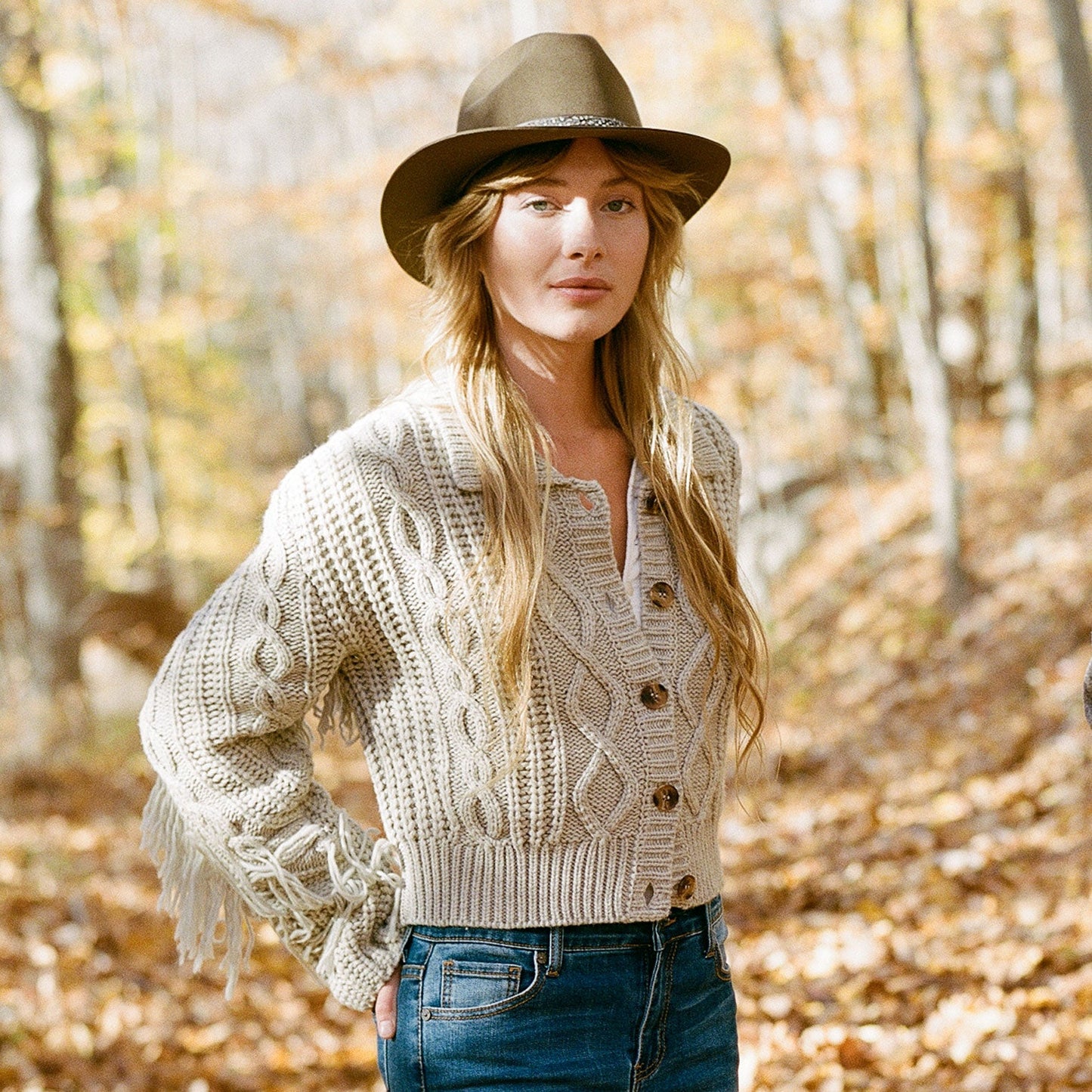 Stetson Cream Fringed Cardigan
