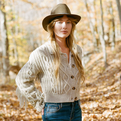 Stetson Cream Fringed Cardigan