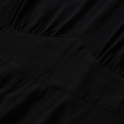 Stetson Black Herringbone Twill Midi Dress