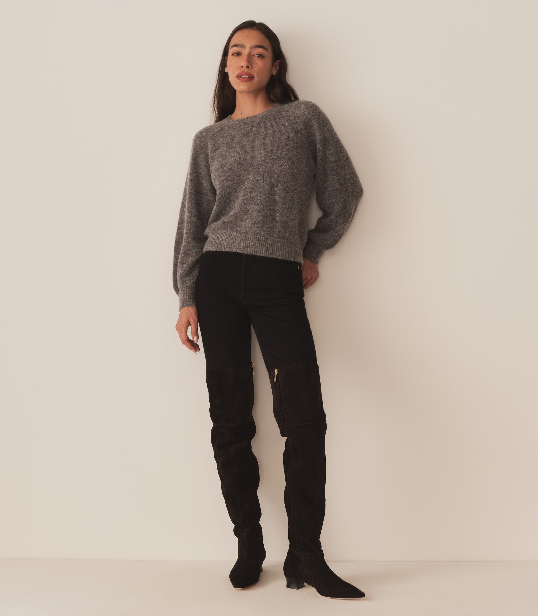 DÔEN Women Marsena Sweater - Dark Heather Grey
