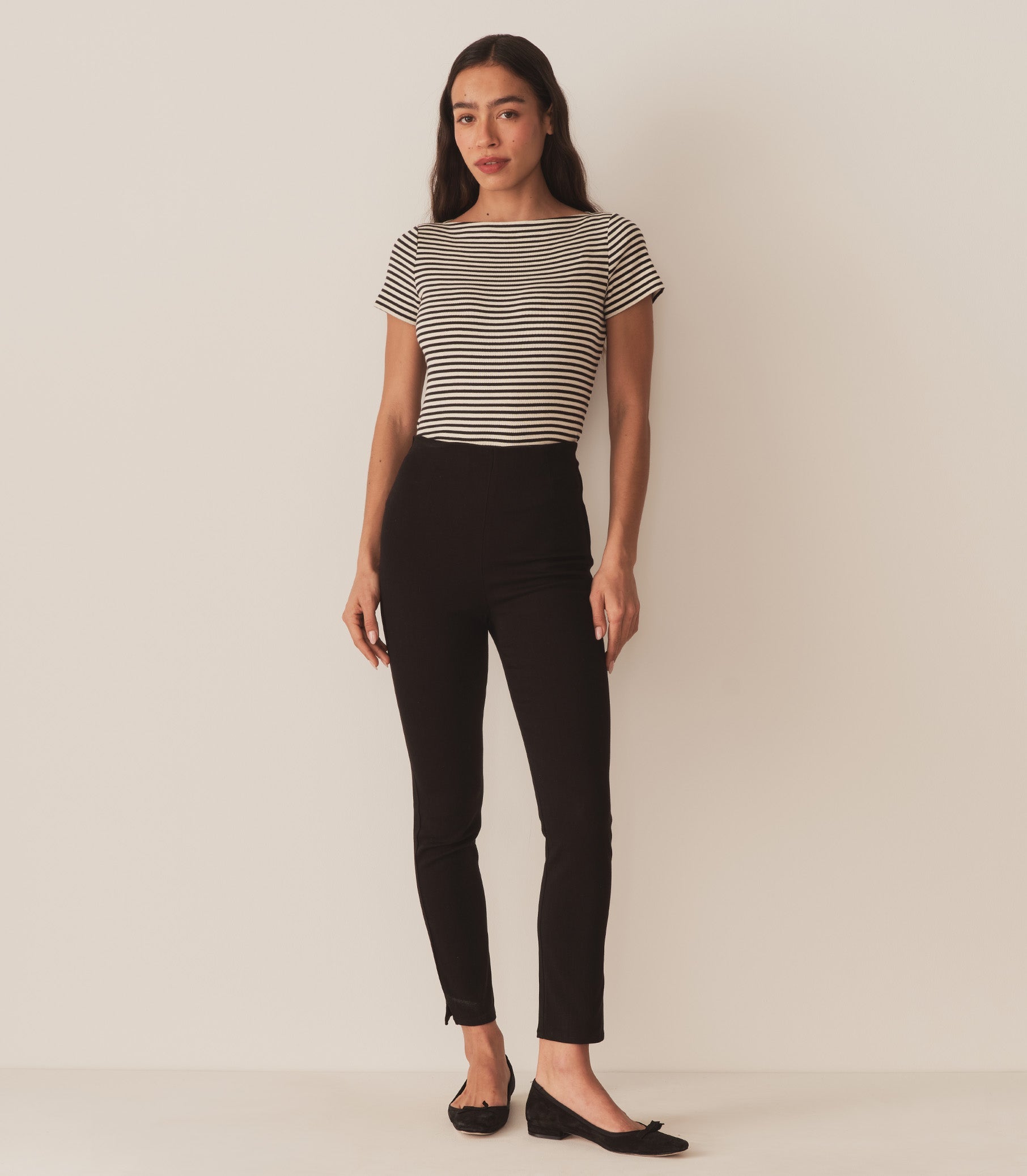 DÔEN Women Pauline Tee - Black Venetia Stripe