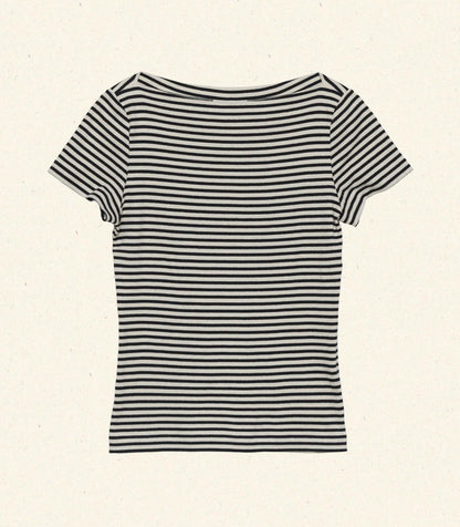 DÔEN Women Pauline Tee - Black Venetia Stripe
