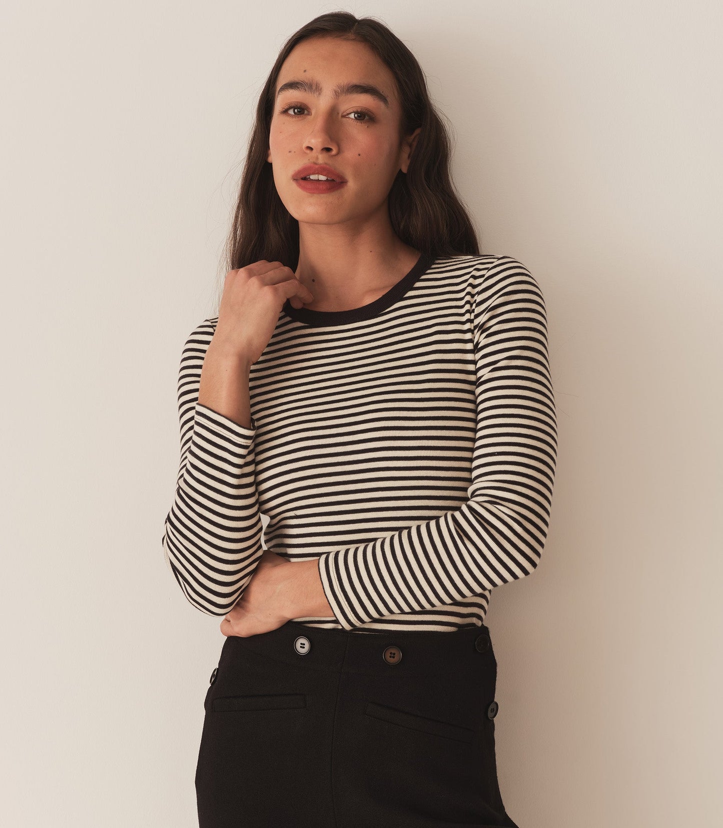 DÔEN Women Annie Tee - Black Venetia Stripe