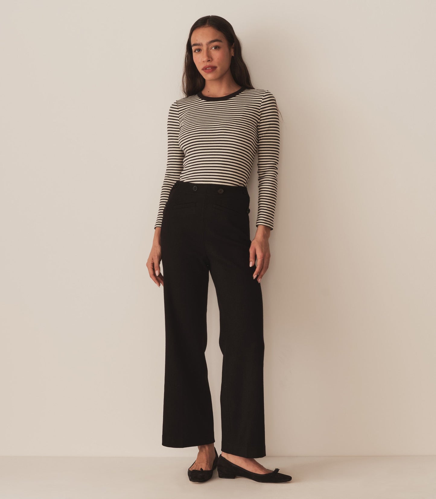 DÔEN Women Annie Tee - Black Venetia Stripe