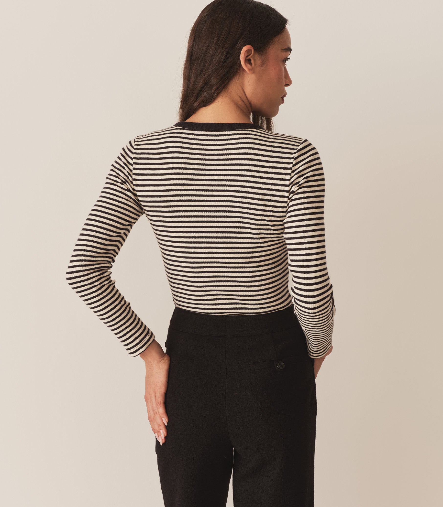DÔEN Women Annie Tee - Black Venetia Stripe