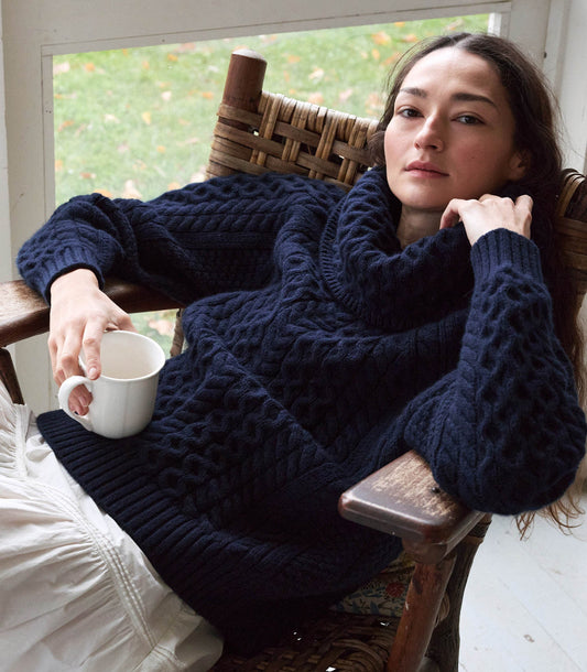 DÔEN Women Gillian Sweater - Navy