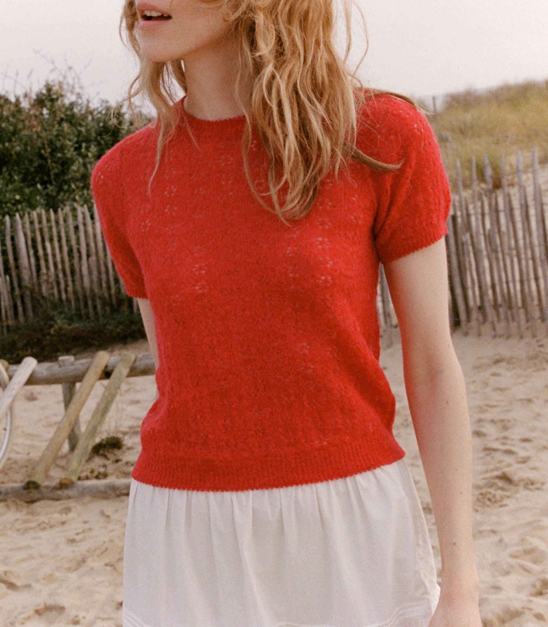 DÔEN Women Monica Sweater - Cherry Red