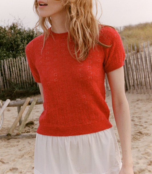 DÔEN Women Monica Sweater - Cherry Red