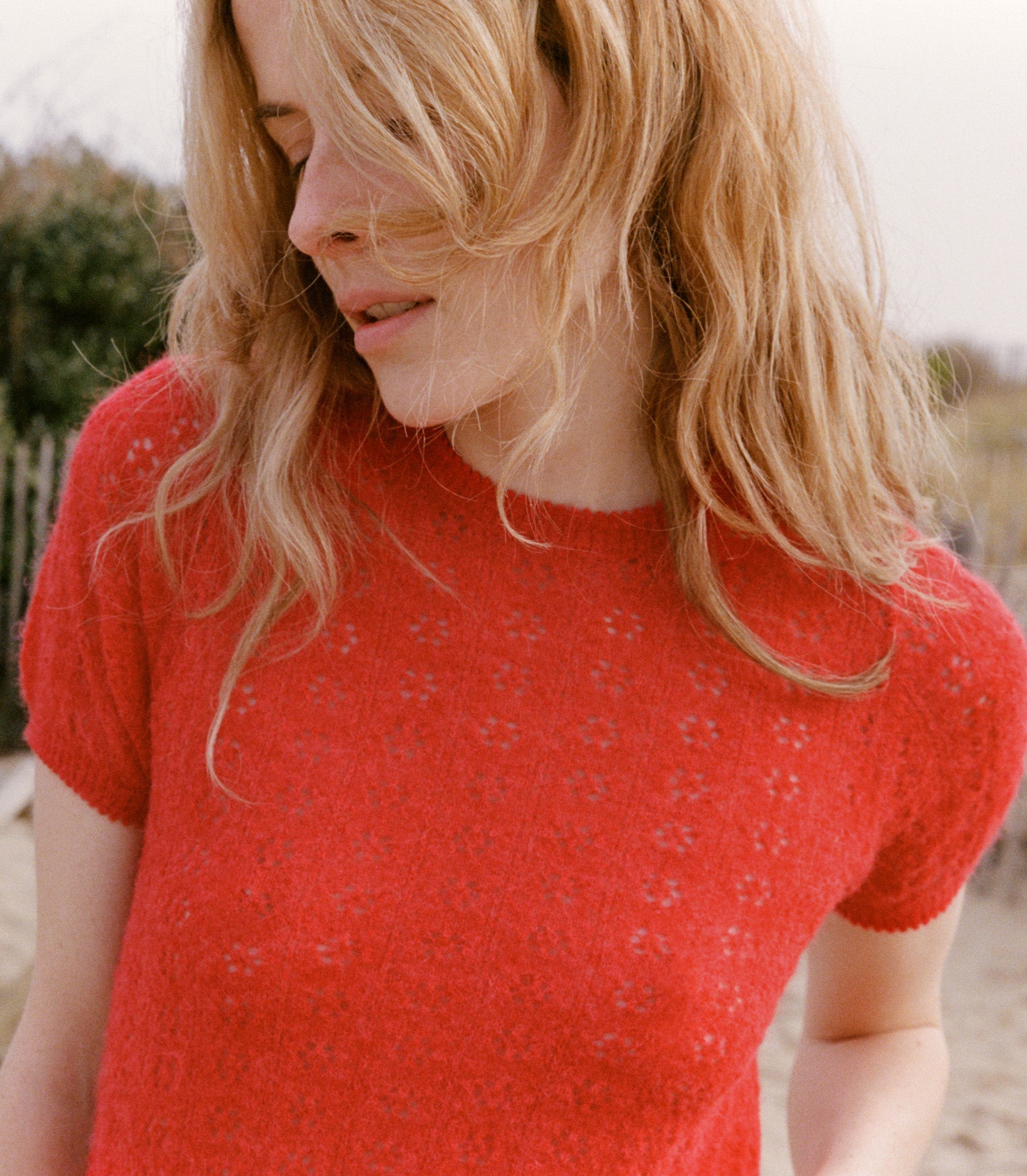 DÔEN Women Monica Sweater - Cherry Red
