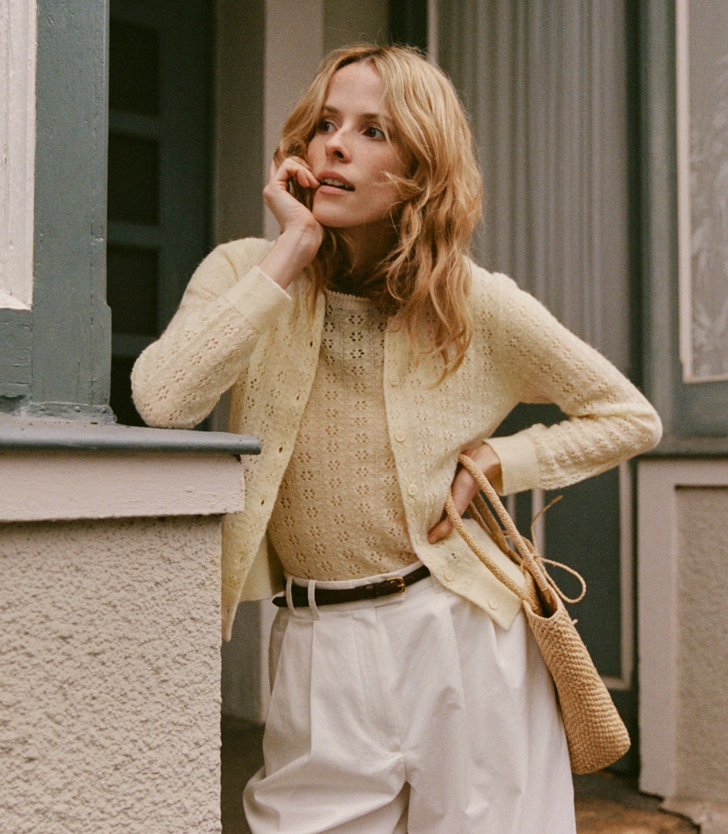 DÔEN Women Danae Pointelle Cardigan - Vanilla