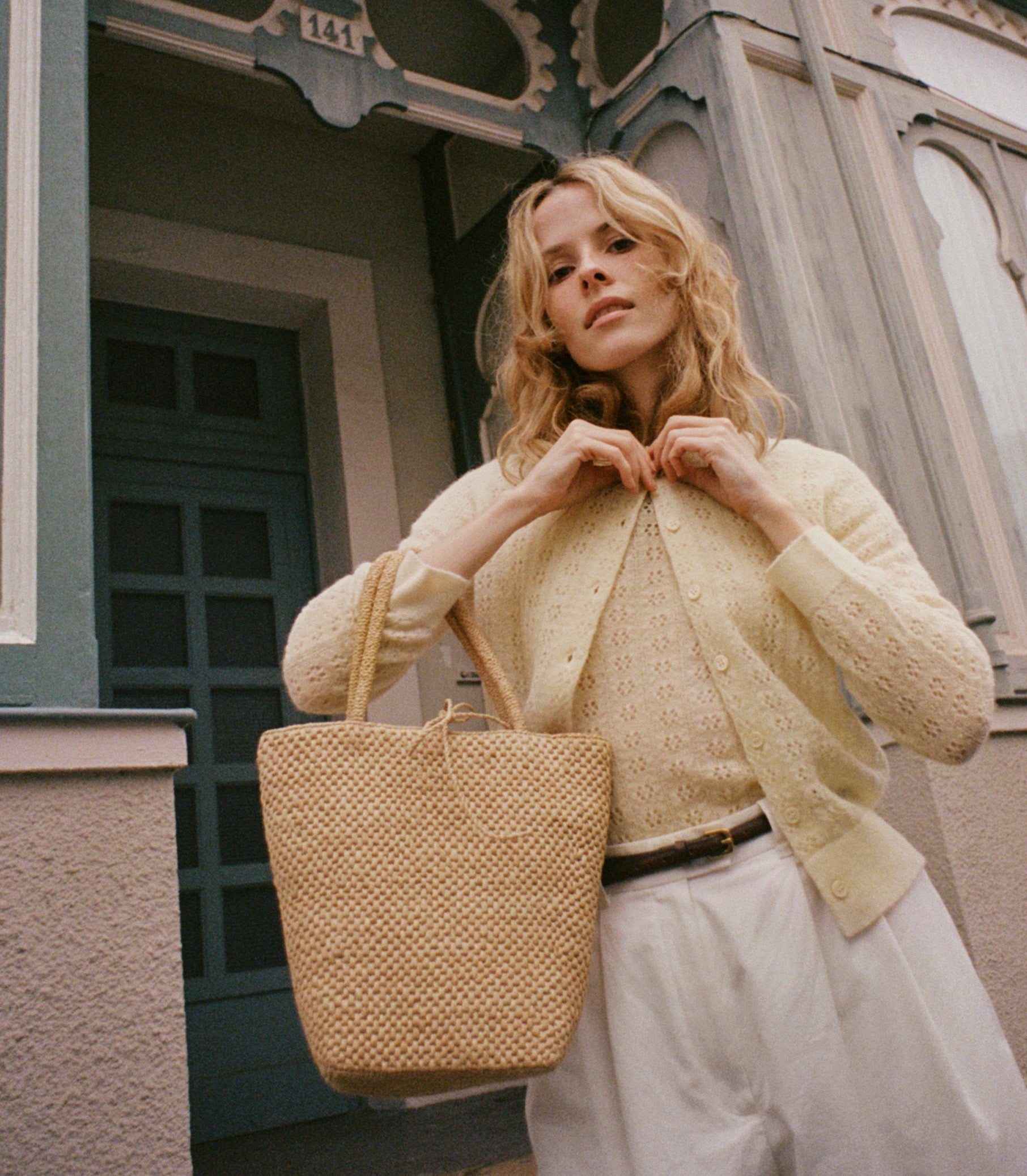 DÔEN Women Danae Pointelle Cardigan - Vanilla