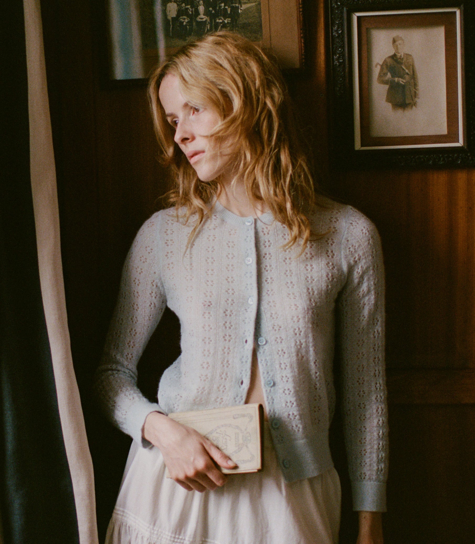 DÔEN Women Danae Pointelle Cardigan - Sky