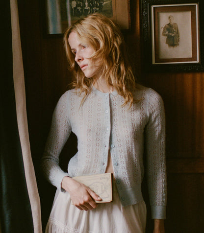 DÔEN Women Danae Pointelle Cardigan - Sky
