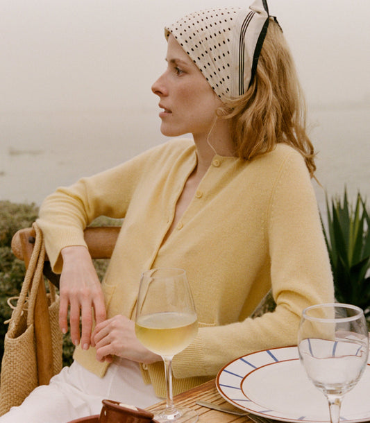 DÔEN Women Freya Cashmere Cardigan - Lemon Chiffon
