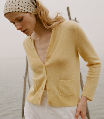 DÔEN Women Freya Cashmere Cardigan - Lemon Chiffon