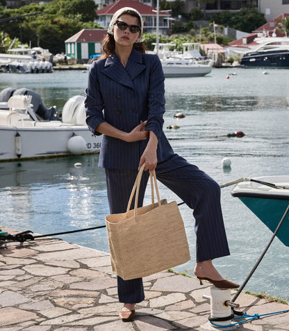 DÔEN Women Harrison Jacket - Navy Gessato Stripe