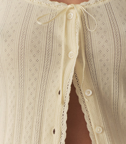 DÔEN Women Lara Tee - Creme Citron Quelle Jolie Pointelle