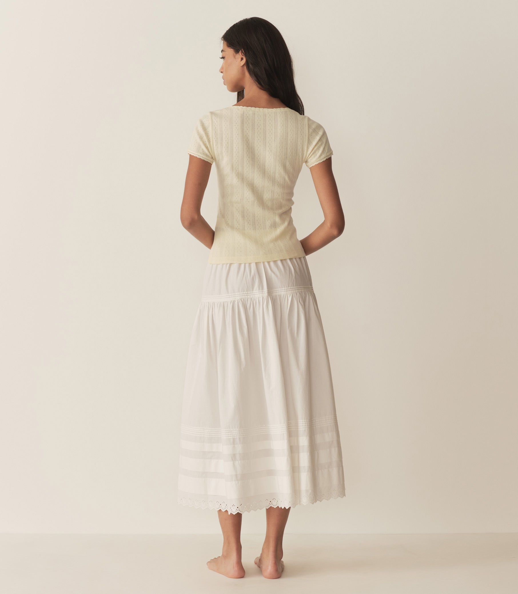 DÔEN Women Lara Tee - Creme Citron Quelle Jolie Pointelle