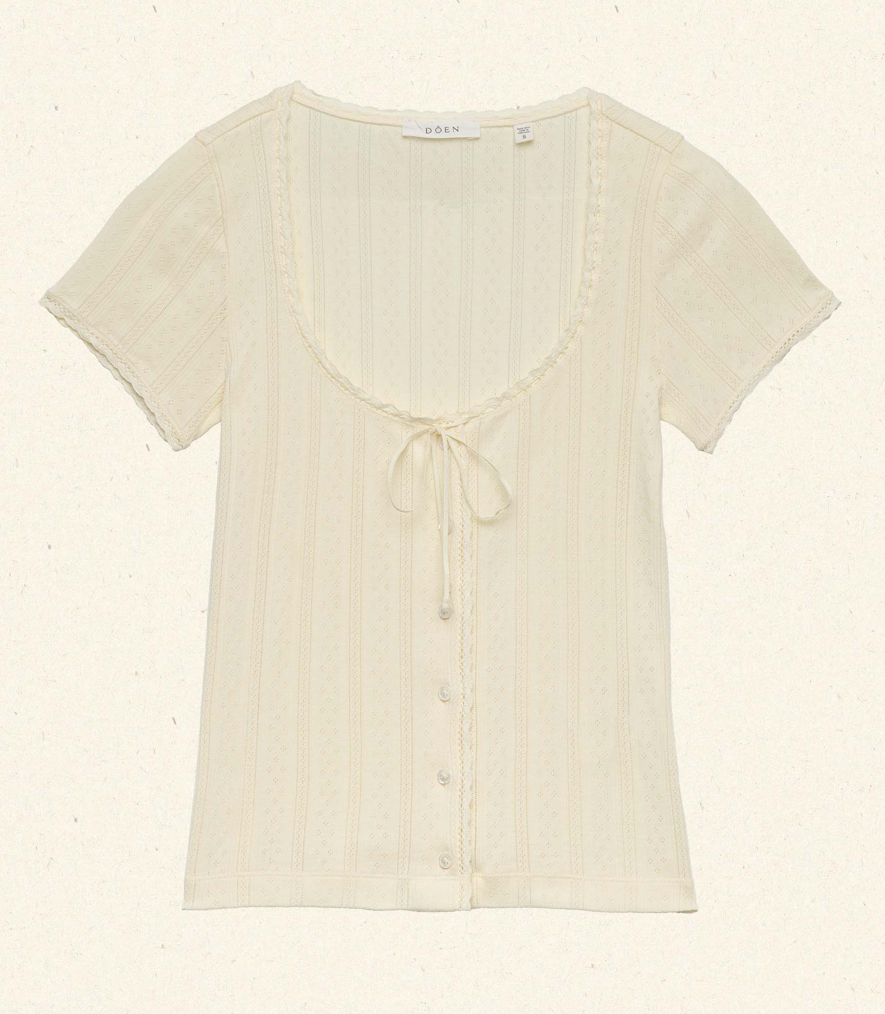 DÔEN Women Lara Tee - Creme Citron Quelle Jolie Pointelle