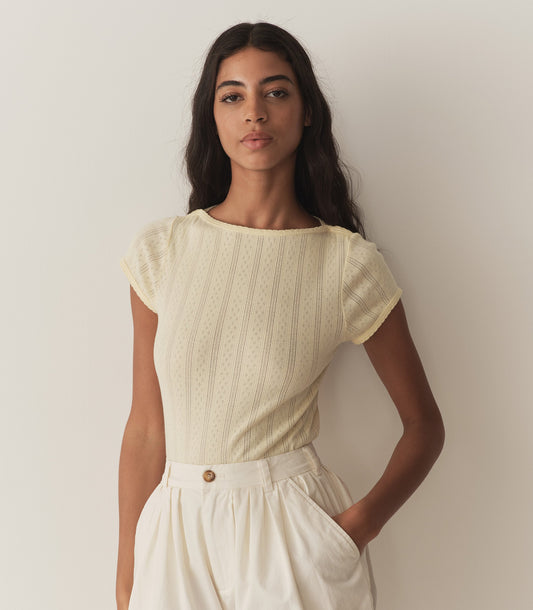 DÔEN Women Pauline Tee - Creme Citron Quelle Jolie Pointelle