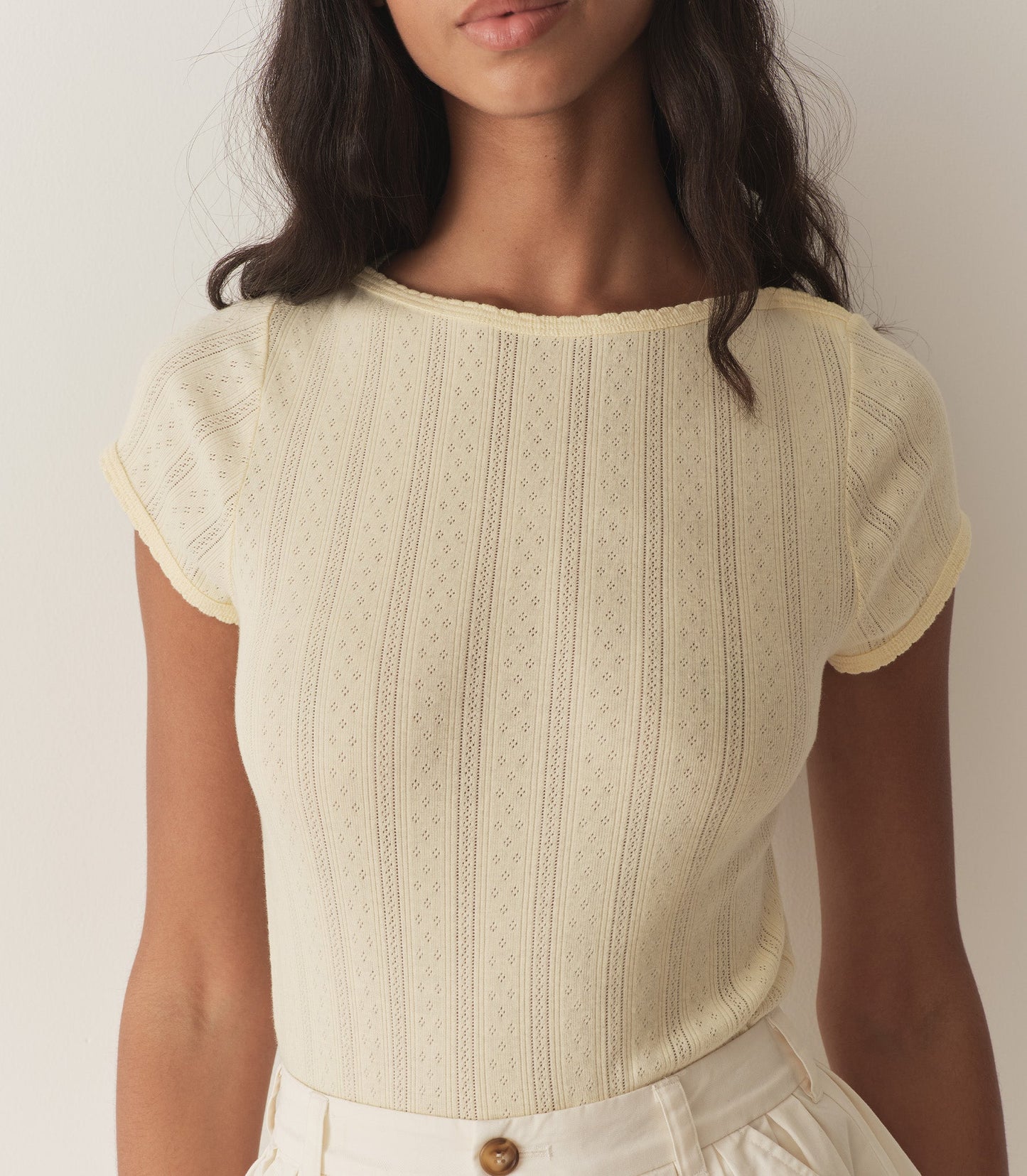 DÔEN Women Pauline Tee - Creme Citron Quelle Jolie Pointelle