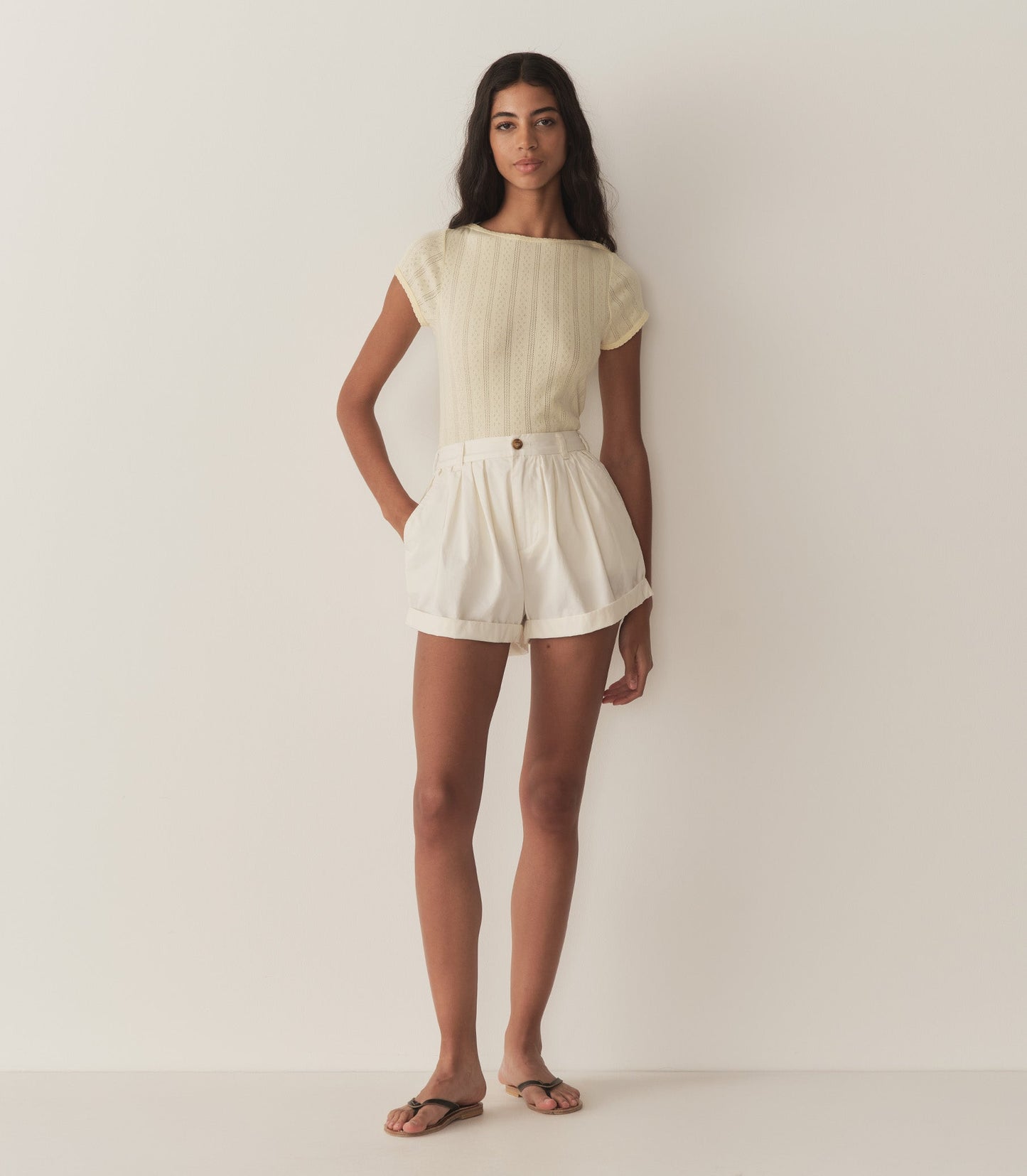 DÔEN Women Pauline Tee - Creme Citron Quelle Jolie Pointelle