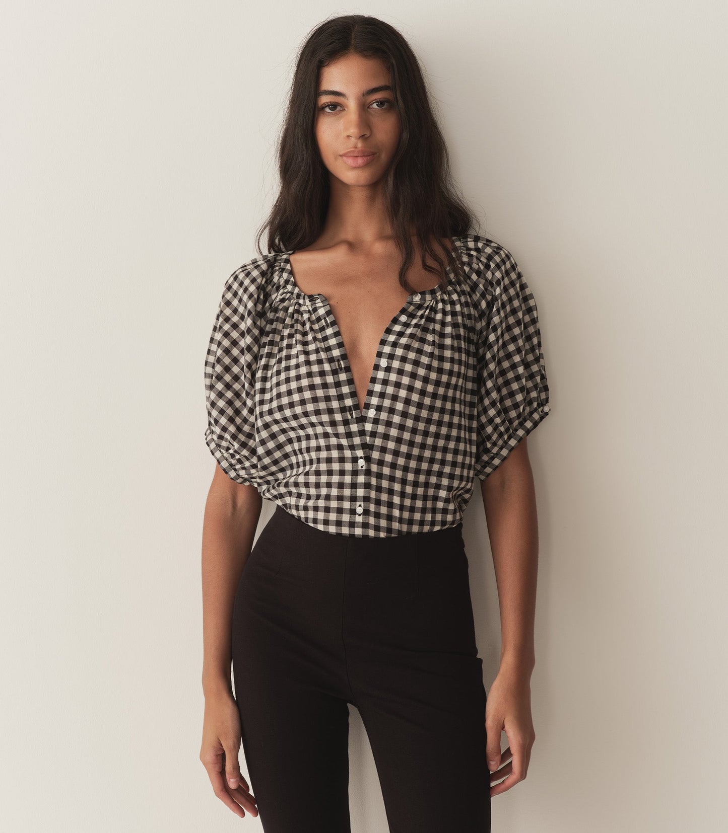 DÔEN Women June Top - Noir Greta Gingham
