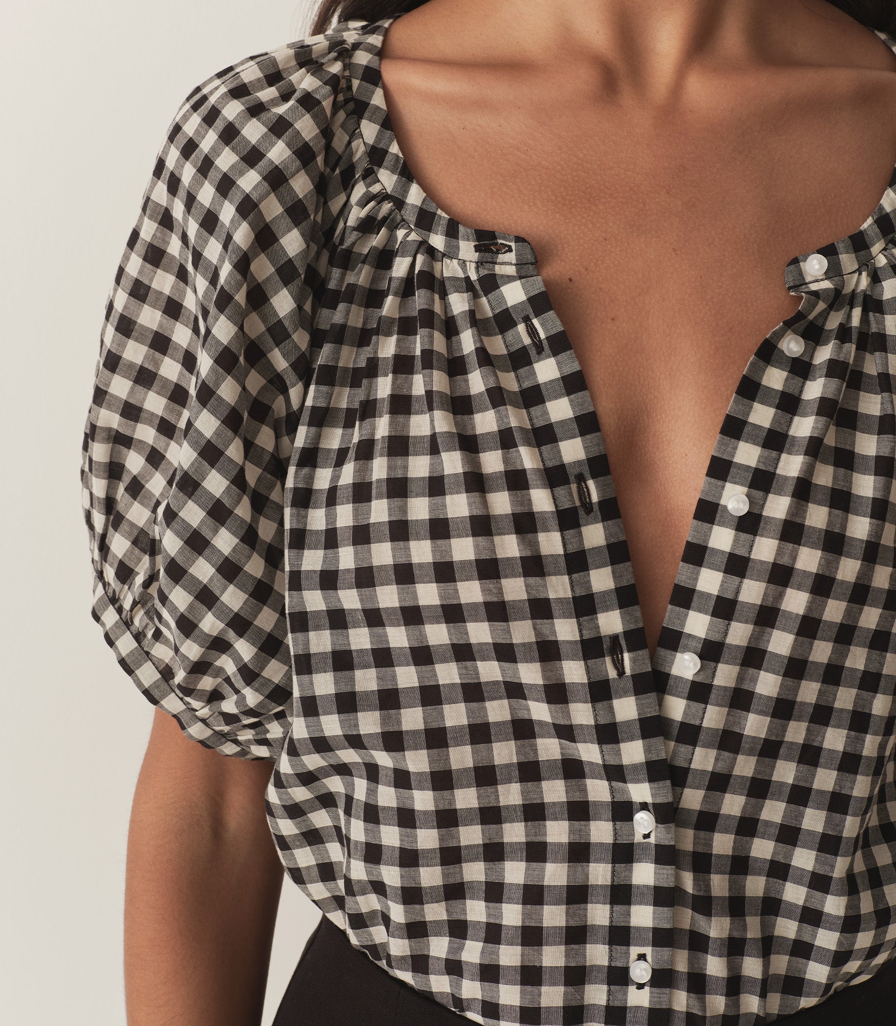 DÔEN Women June Top - Noir Greta Gingham