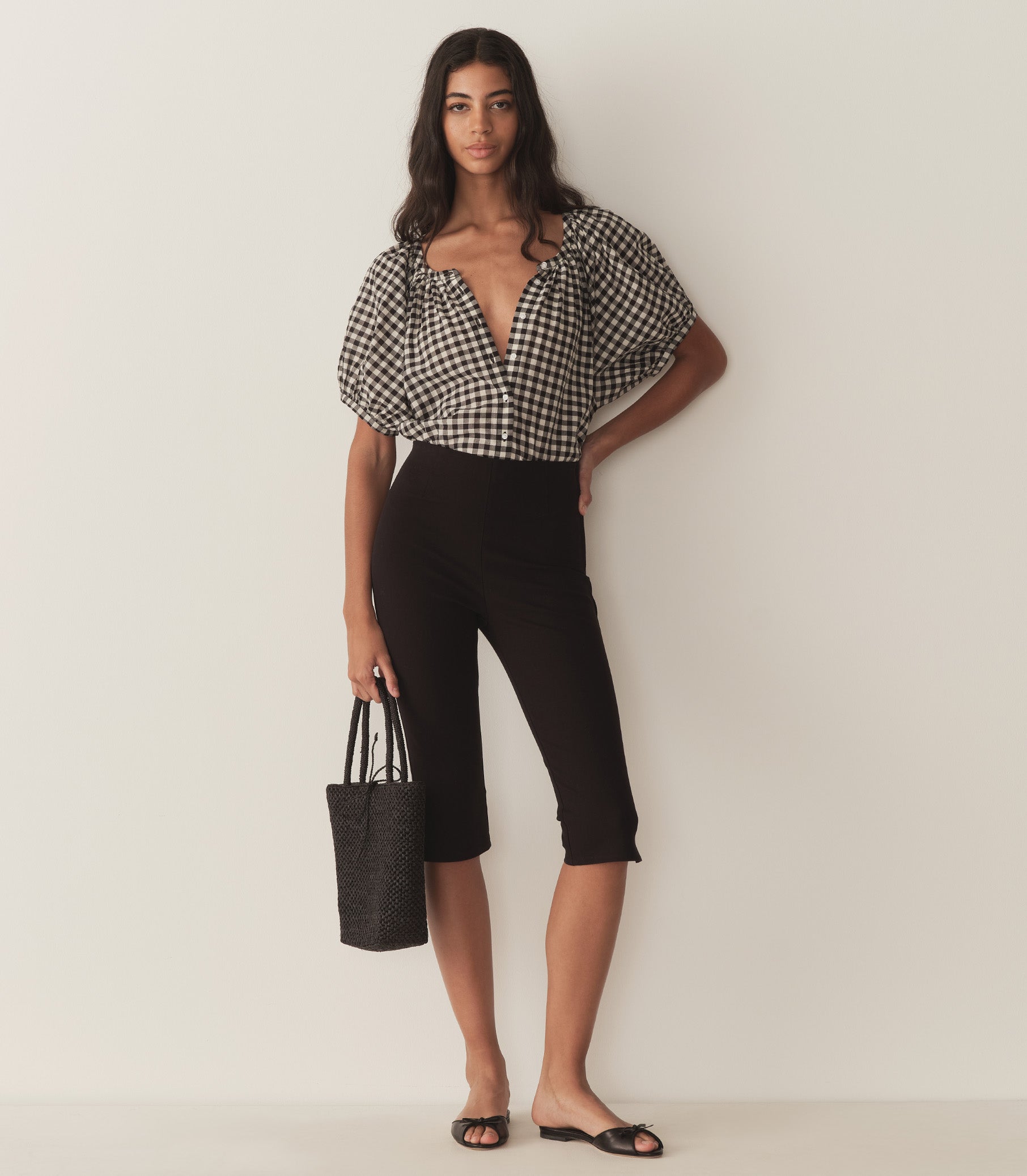 DÔEN Women June Top - Noir Greta Gingham