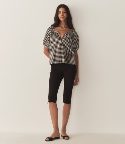 DÔEN Women June Top - Noir Greta Gingham