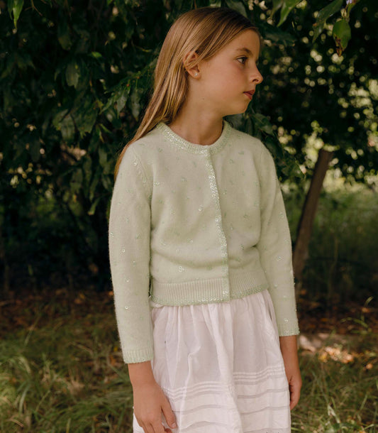 DÔEN Kids Little Paillette Cardigan - Mint Tea