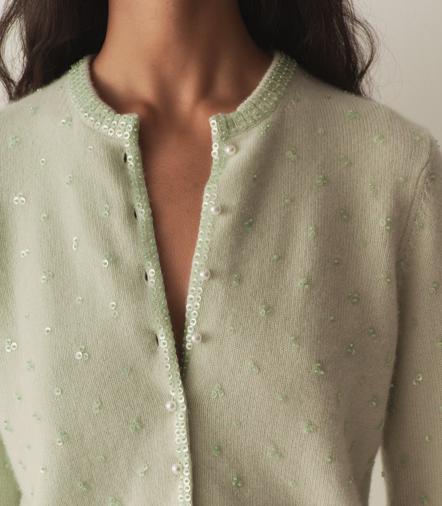 DÔEN Women Paillette Cardigan - Mint Tea
