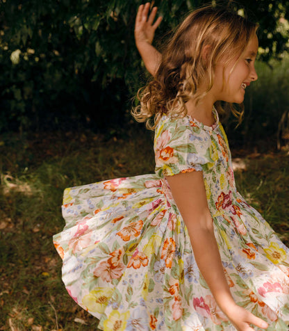 DÔEN Kids Mae Dress - Blanc Anemone Bloom